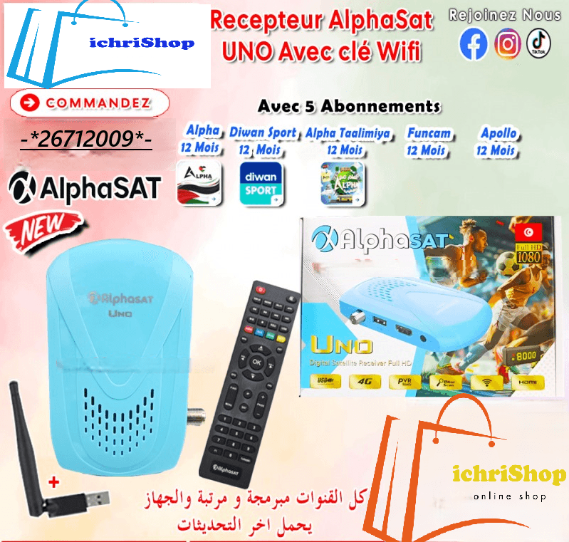 Récepteur Alphasat UNO AVEC CLE WIFI